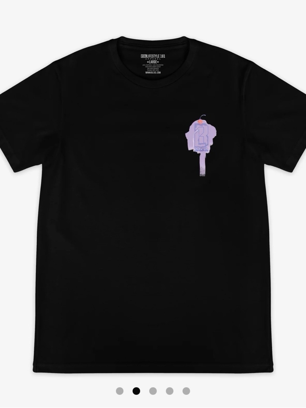 Kids Black Short-Sleeve Tee with Lavender Popsicle Logo